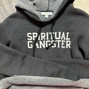 Gray Spiritual Gangster Cropped Hoodie Fleece Lined Sweatshirt